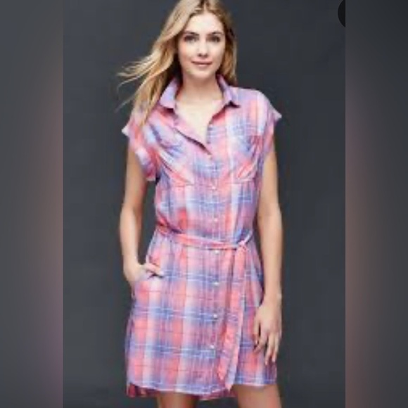 GAP Dresses & Skirts - Gap Plaid Flannel Shirt Dress Small